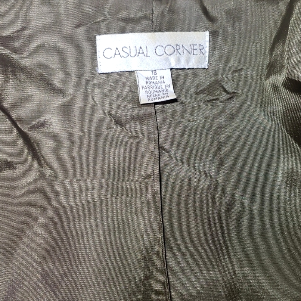 Vintage Casual Corner Women's Beige/Green Jacket Size 16 MadeiIn Romania - Picture 10 of 11